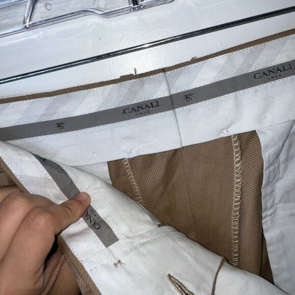 Canali Mens Tan Wool Dress Pants Size 42 Slim Fit - Picture 3 of 11